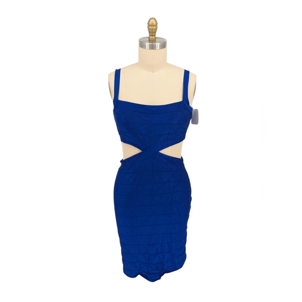 01489 French Connection Bandage Bodycon Dress Blue Size Large clubbing sexy